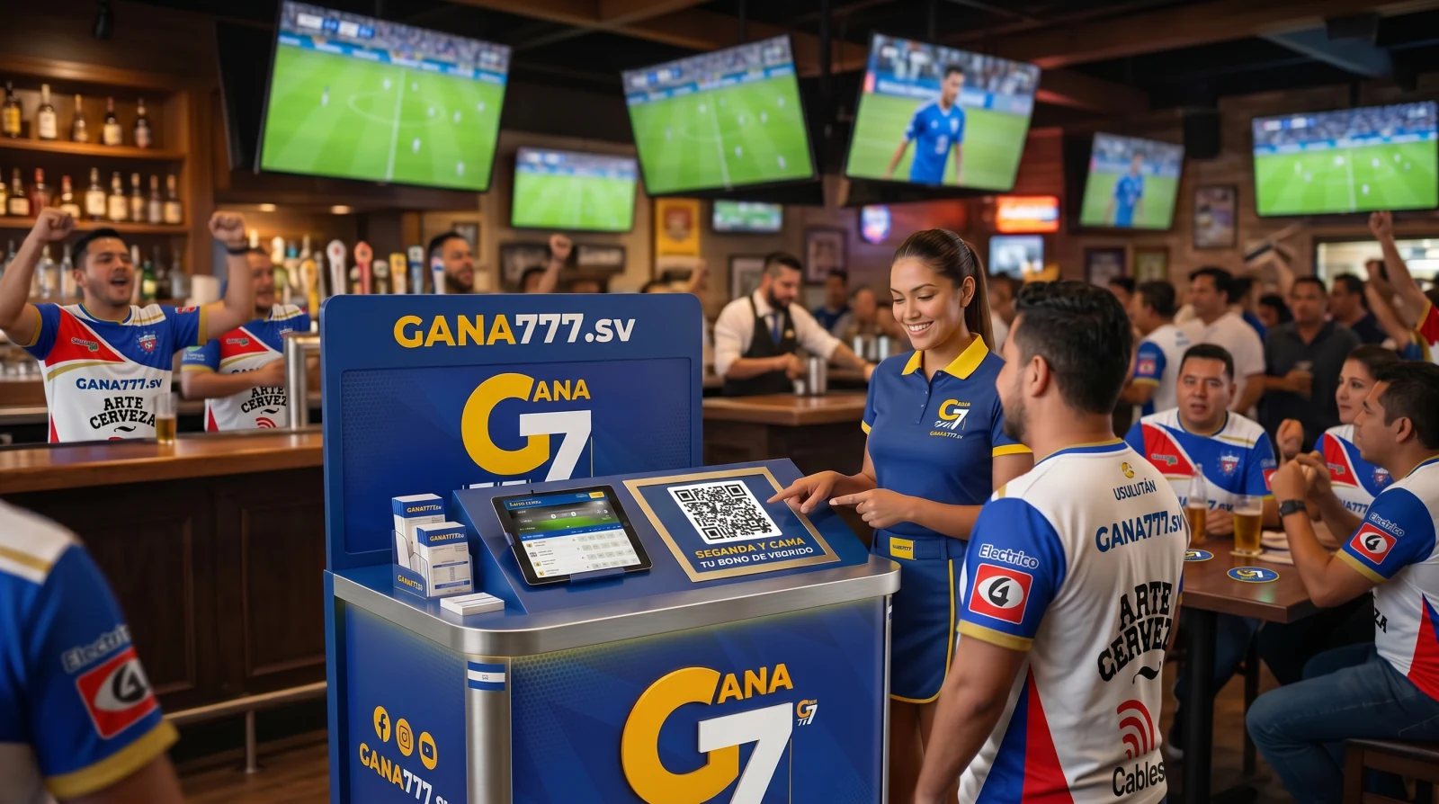 Stand compacto GANA777 en el bar